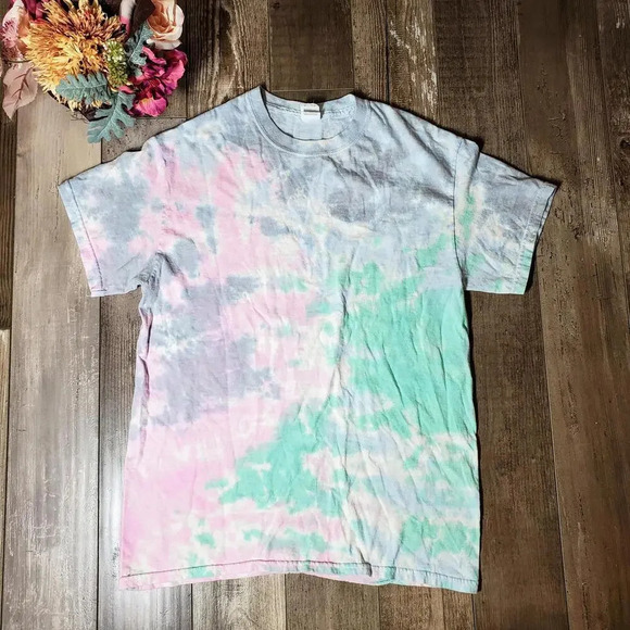 Gildan Pastel Tie-Dye Short Sleeve Crewneck T-Shirt Women's Size Medium - Picture 2 of 14